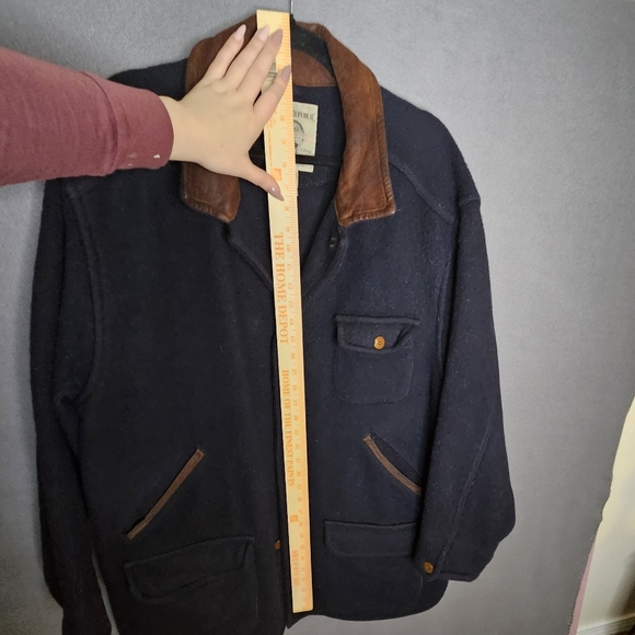 Vintage Banana Republic Men's Large Coat Mohair Wool Blend Leather 1990s USA - Picture 11 of 16